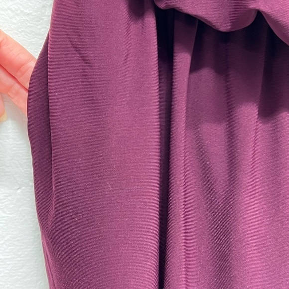 WOMEN'S High Neck Swim Romper with Pockets One Piece Swimsuit - Solid Burgandy - Picture 9 of 12